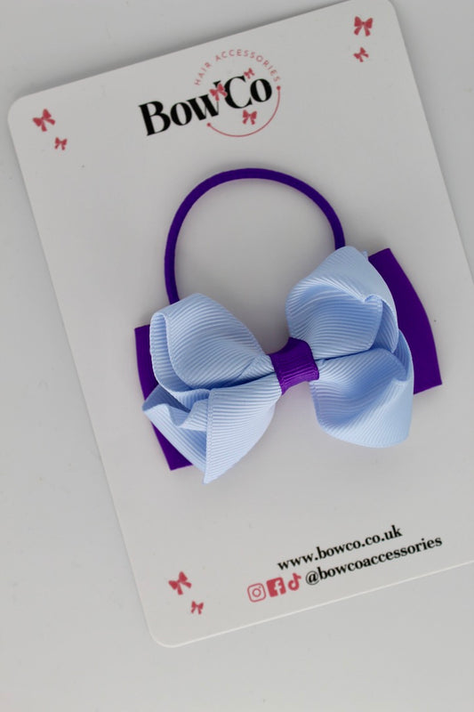 3 Inch Ruffle Bow - Elastic - Purple and Bluebell