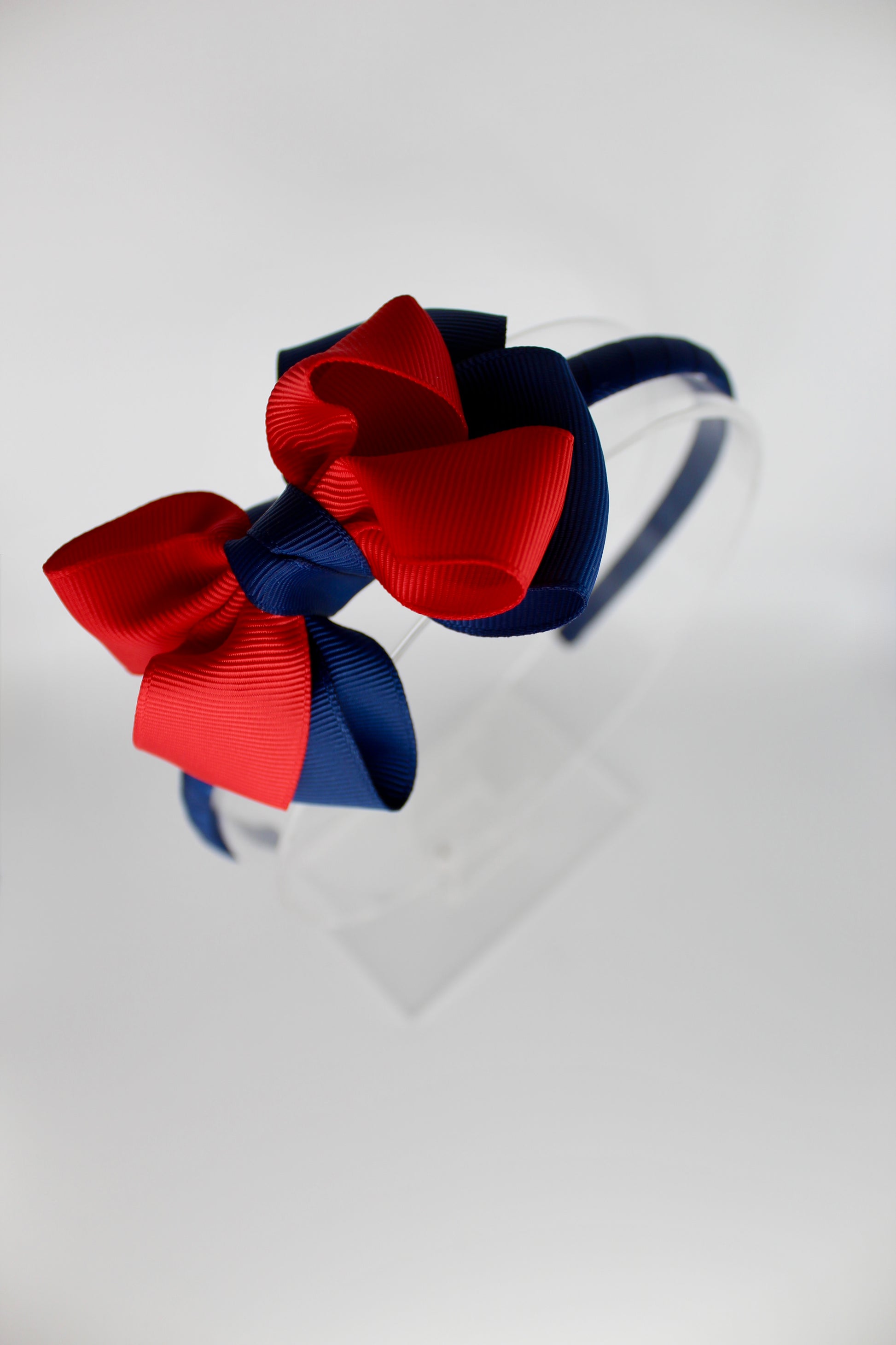 Double Loop Hair Band - Red and Navy Blue