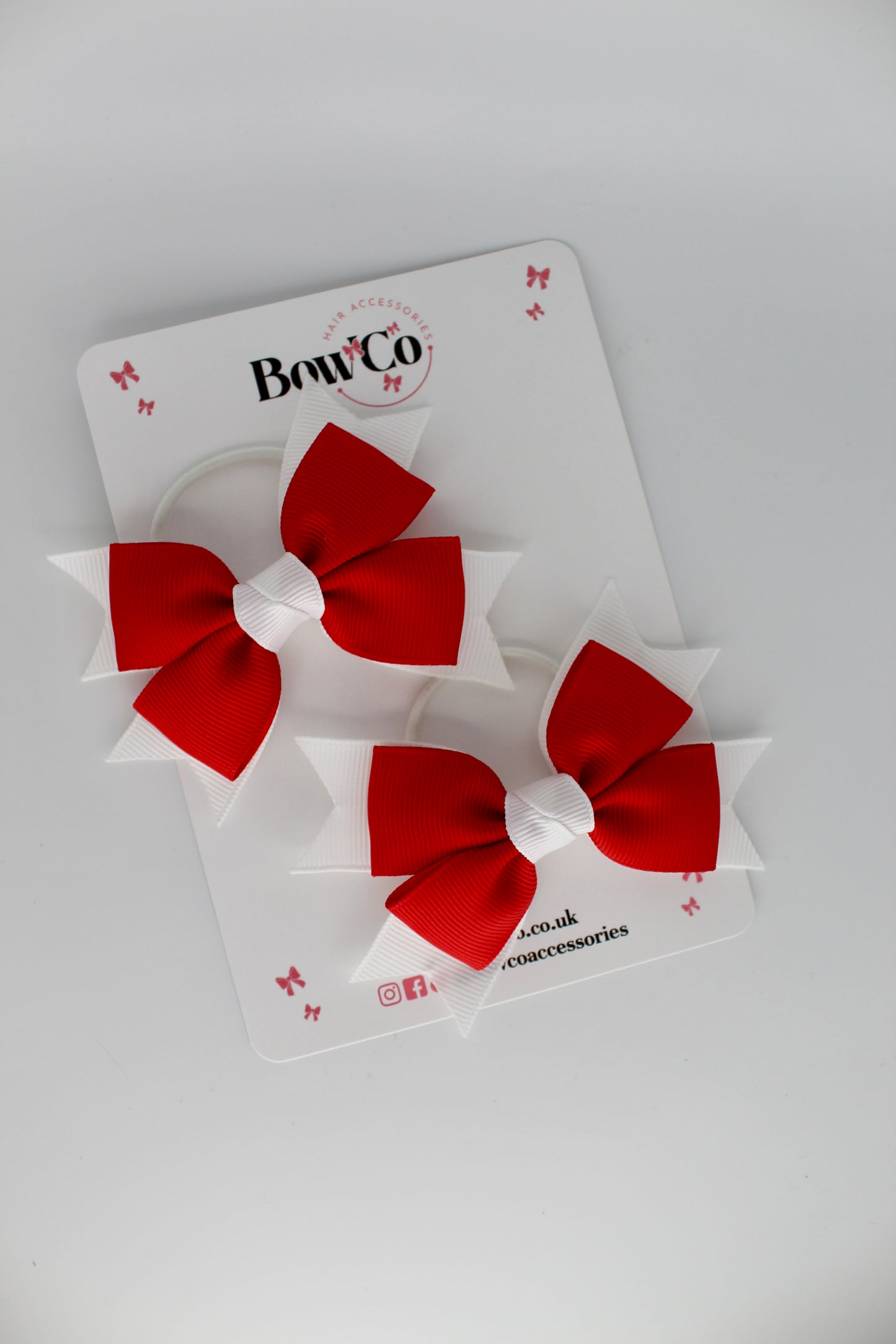 Knot Bow Set - Elastic - Red and White