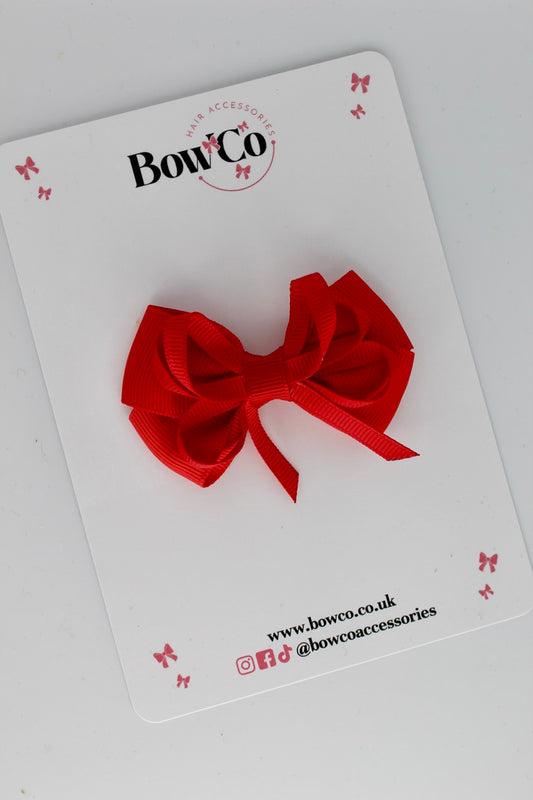 2.5 Inch Double Bow Clip - Red