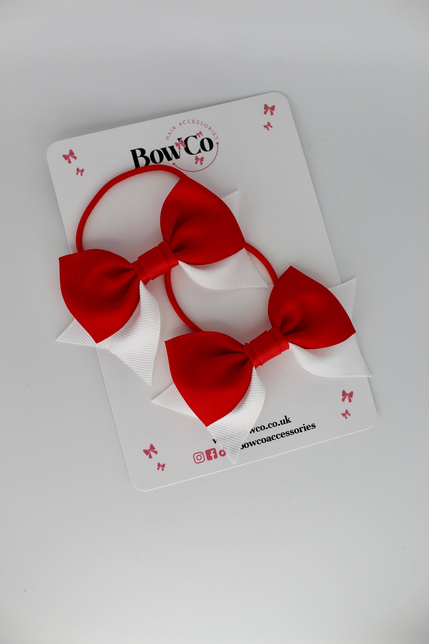 Double Knot Bow Tail Set - Elastic - Red and White