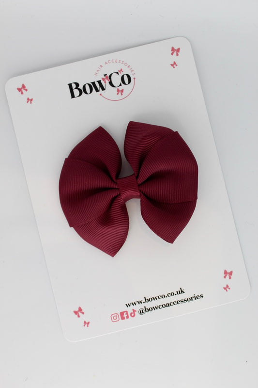 Burgundy - Round Tuxedo Bow - Clip