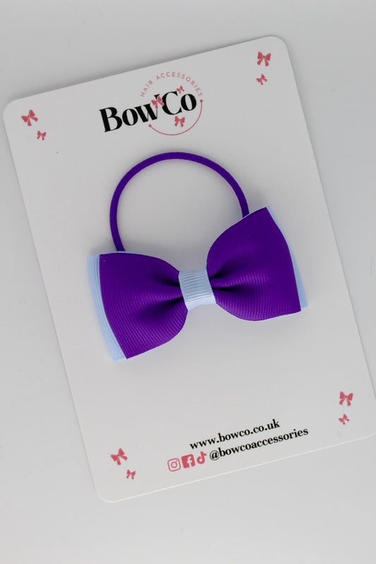 Purple and Bluebell - Double Lapel Bow - Elastic