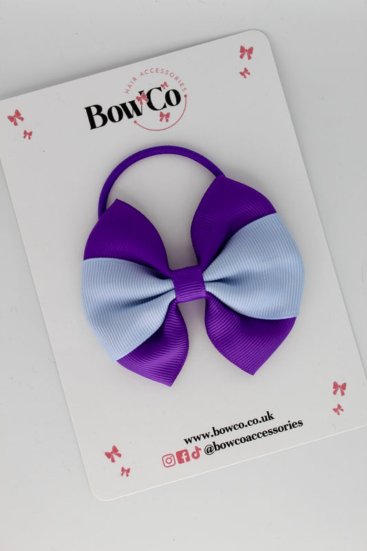 Purple and Bluebell - Round Tuxedo Bow - Elastic