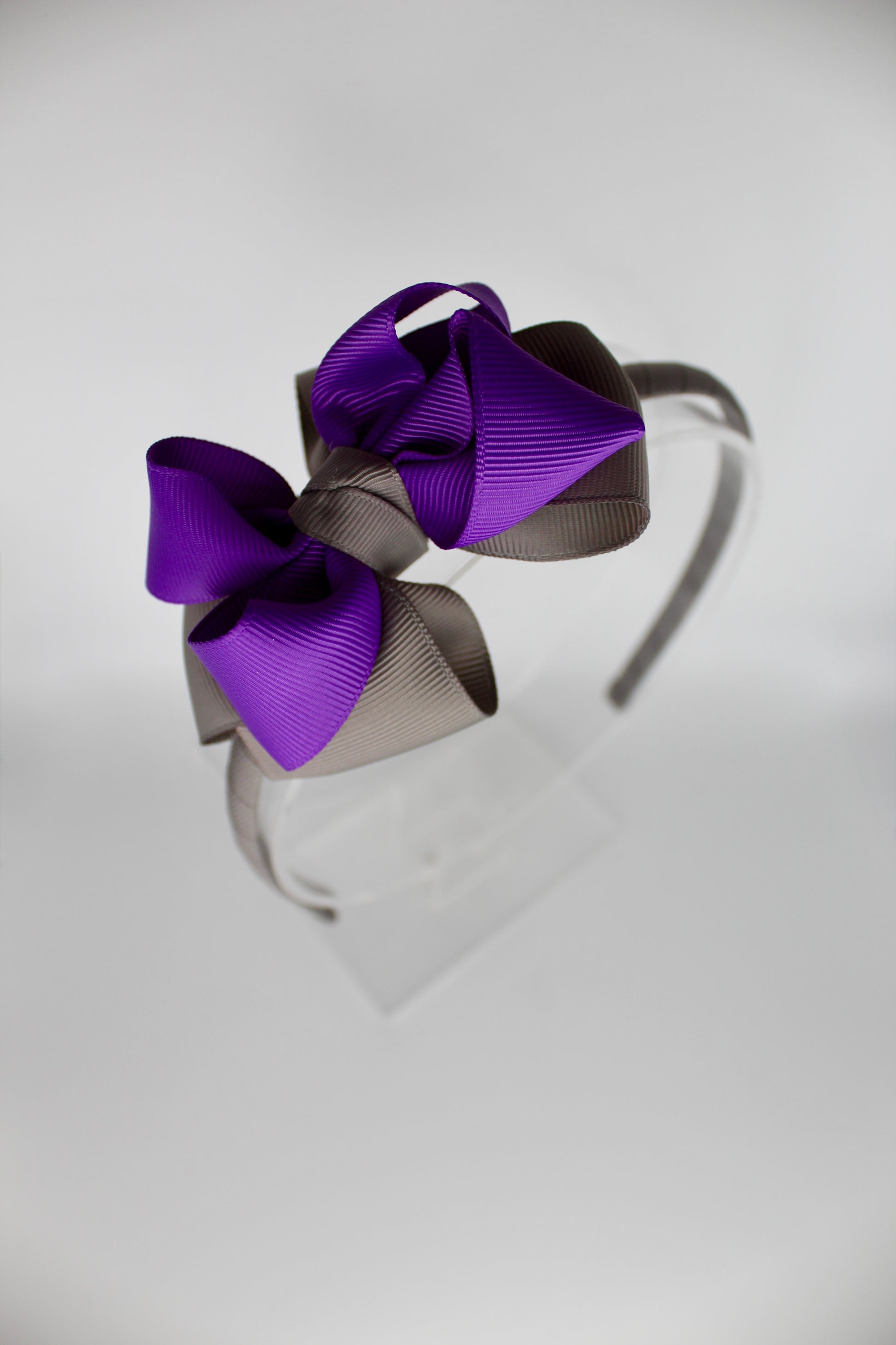 Double Loop Hair Band - Purple and Metal Grey