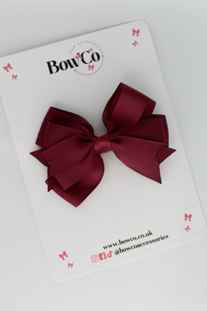 Burgundy - Layer Tail Bow - Clip