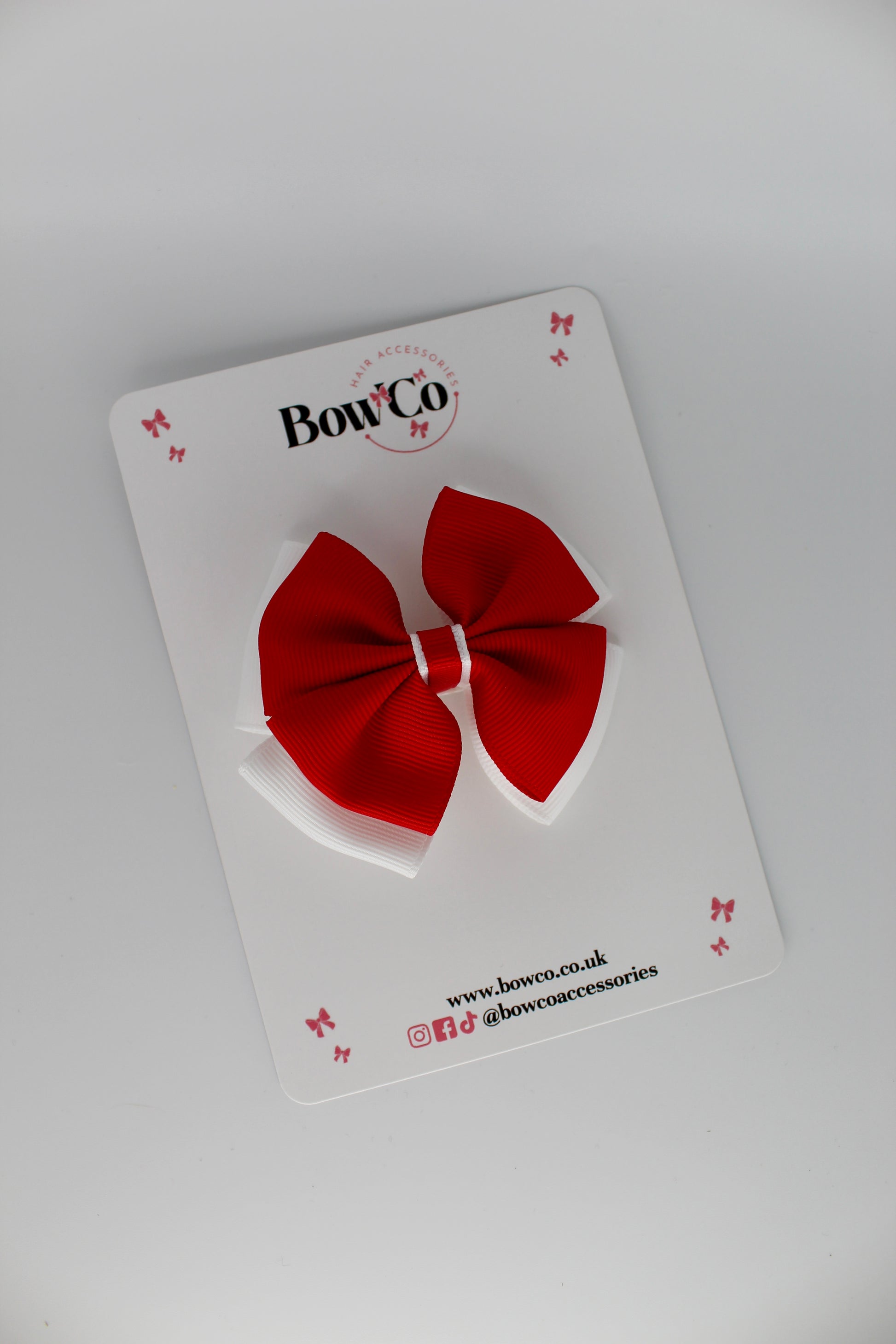 Layer Edge Bow - Clip - Red and White