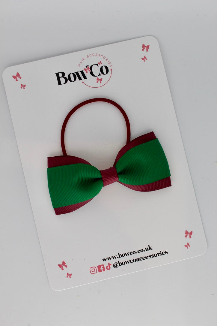 Forest Green and Burgundy - Tuxedo Bow - Elastic