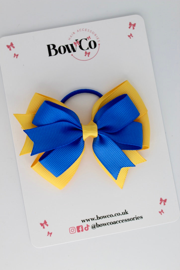 Royal Blue and Yellow Gold - Double Tail Bow - Elastic