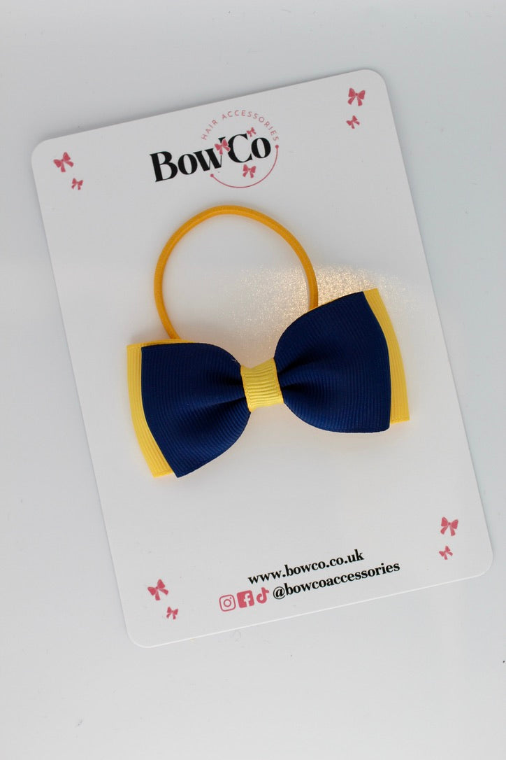 Navy and Yellow Gold - Double Lapel Bow - Elastic