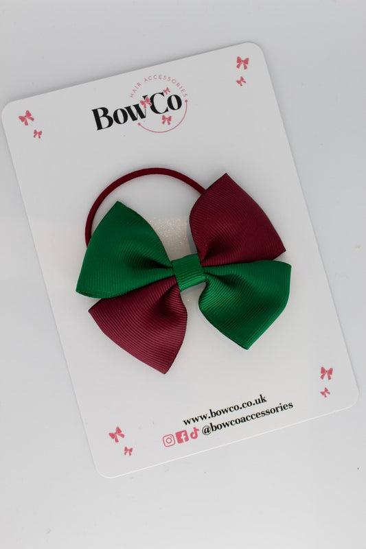 Forest Green and Burgundy - Twist Bow - Elastic