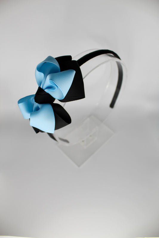 Double Loop Hair Band - Black and Blue Topaz