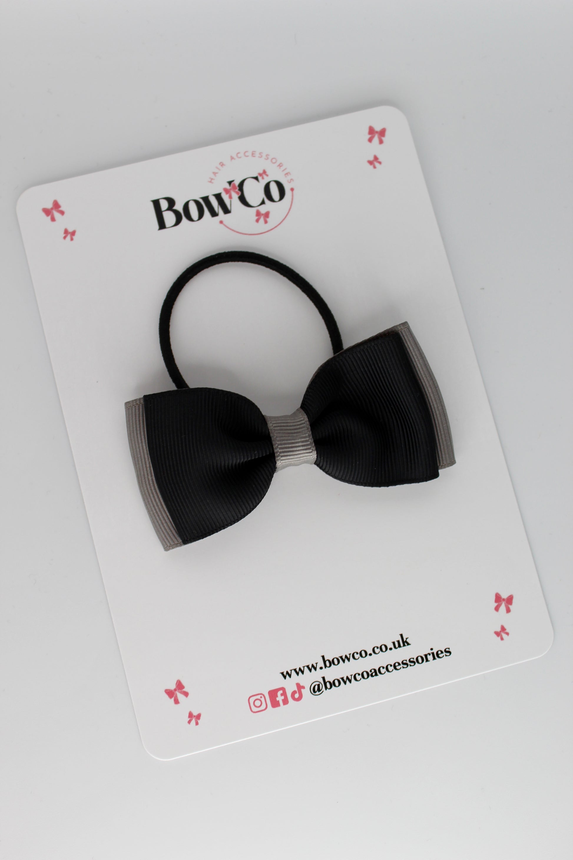 Black and Metal Grey - Double Lapel Bow - Elastic - M/L