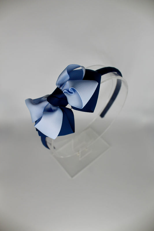 Double Loop Hair Band - Navy Blue and Bluebell