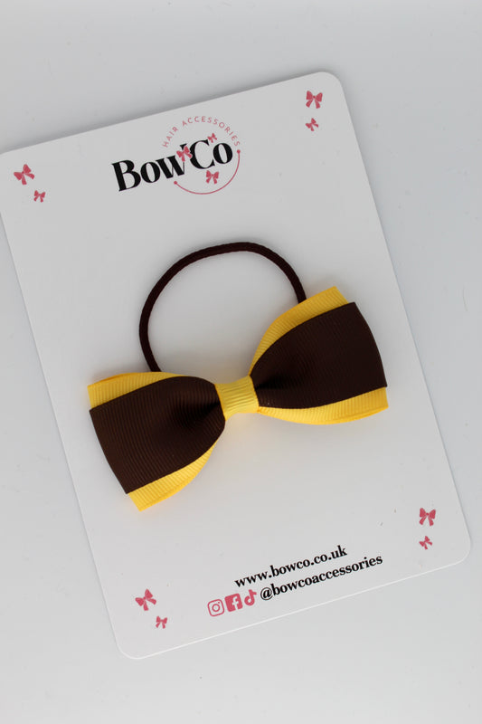 Tuxedo Bow - Elastic - Brown and Yellow Gold