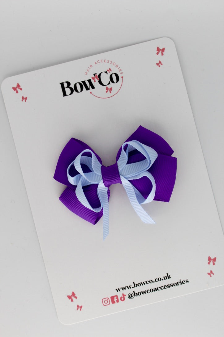 2.5 Inch Double Bow - Purple and Bluebell