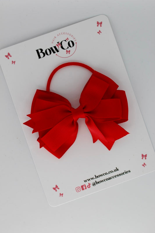 3 Inch Double Tail Bow - Elastic - Red