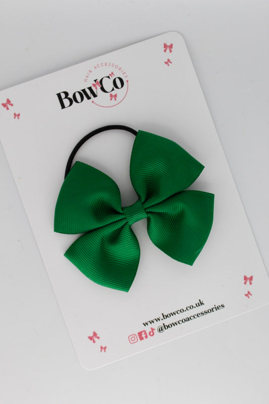 3 Inch Twist Bow - Elastic - Forest Green