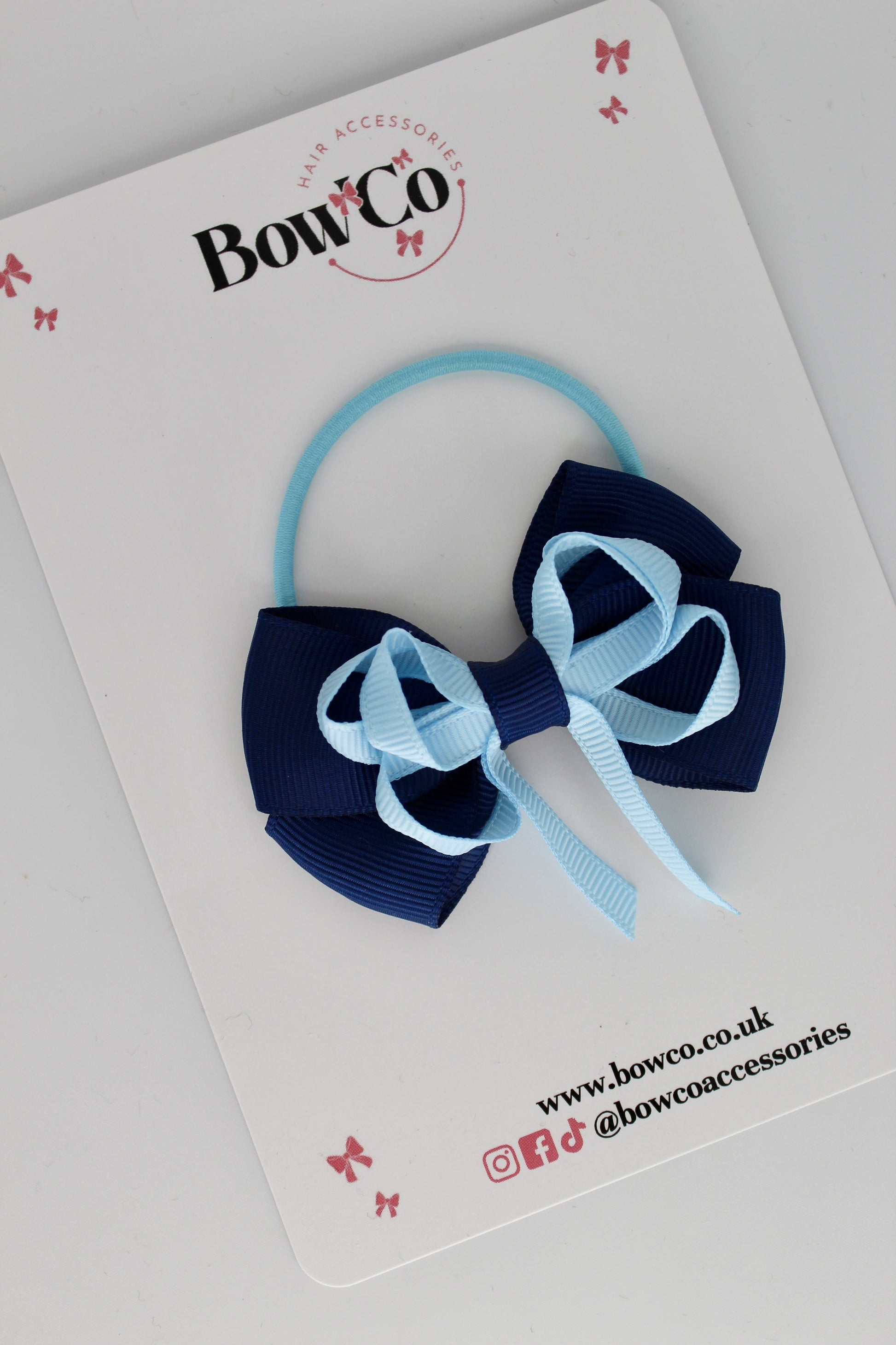 Navy and Blue Topaz - Double Bow - Elastic