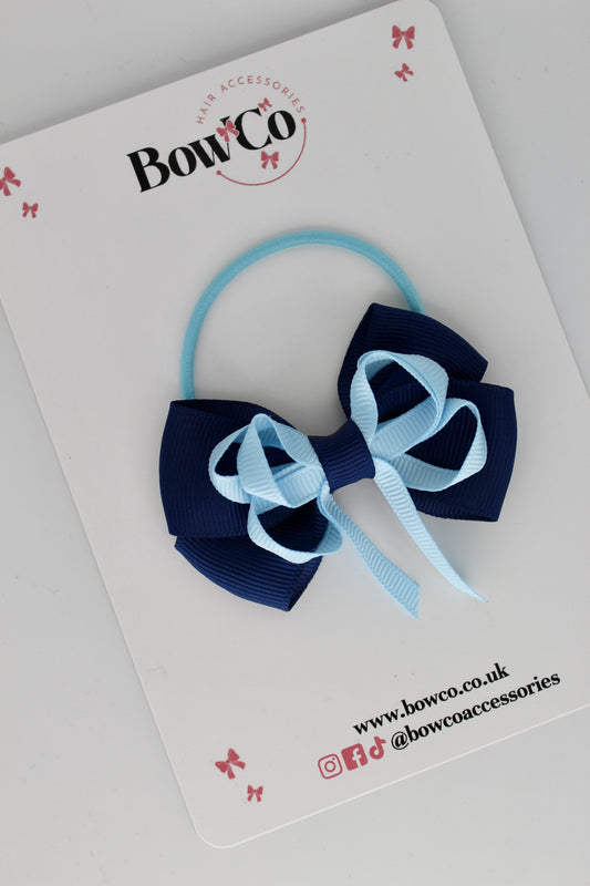 Navy and Blue Topaz - Double Bow - Elastic