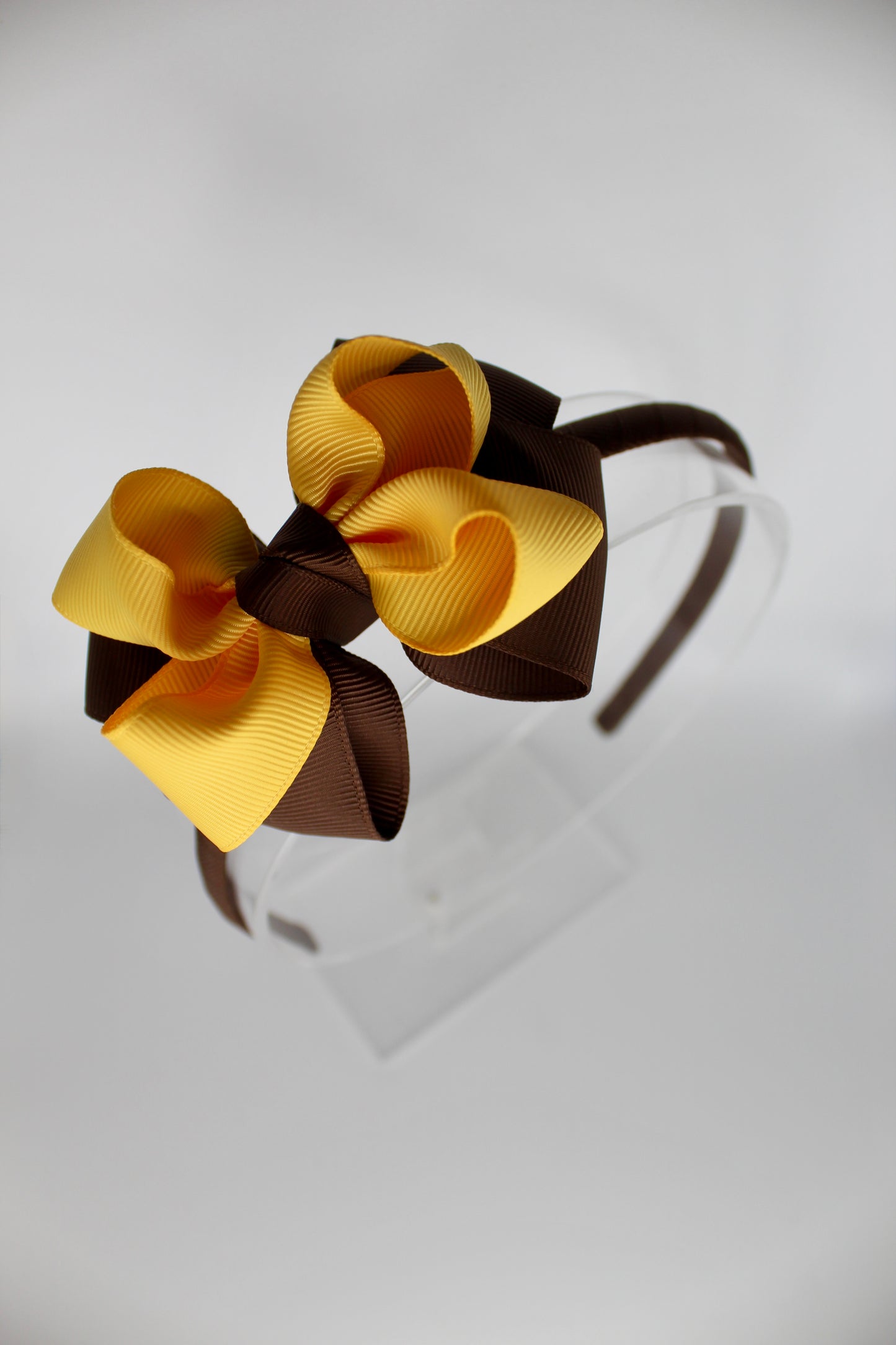 Double Loop Hair Band - Brown and Yellow Gold