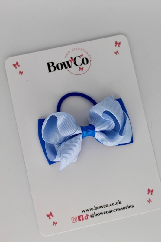 Royal Blue and Bluebell - Ruffle Bow - Elastic