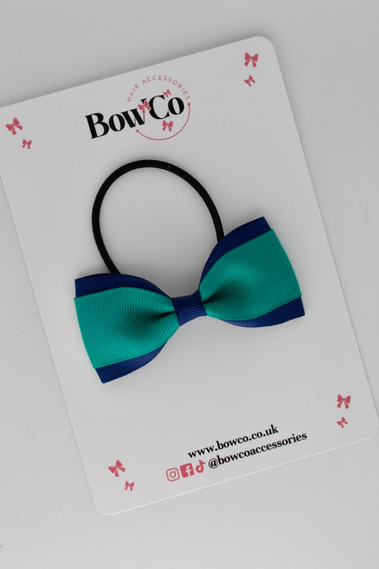 Jade Green and Navy Blue - Tuxedo Bow - Elastic