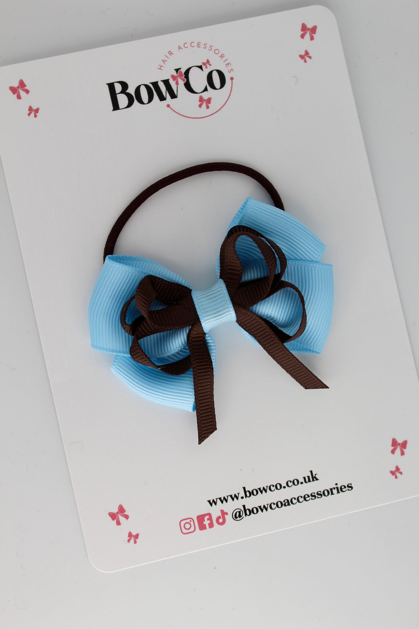 Double Bow - Elastic - Blue Topaz and Brown