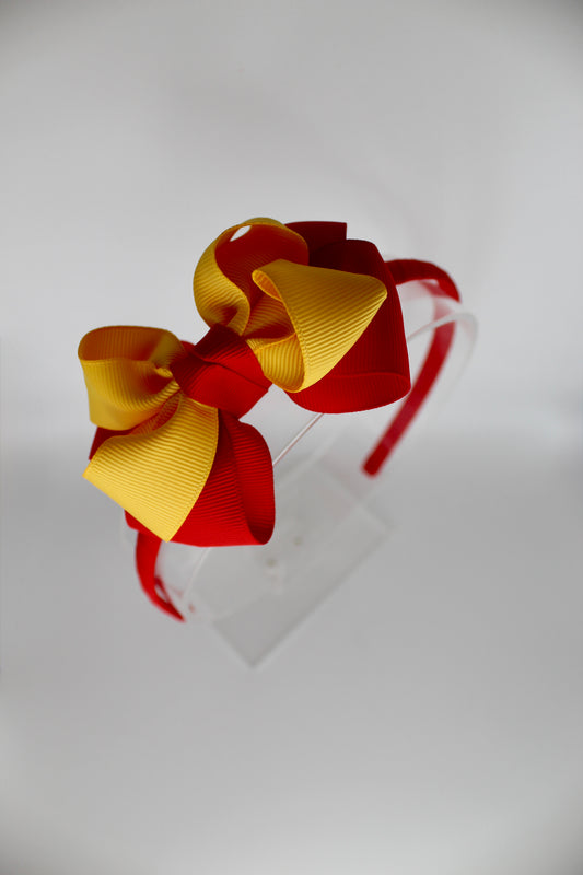 Double Loop Hair Band - Red and Yellow Gold