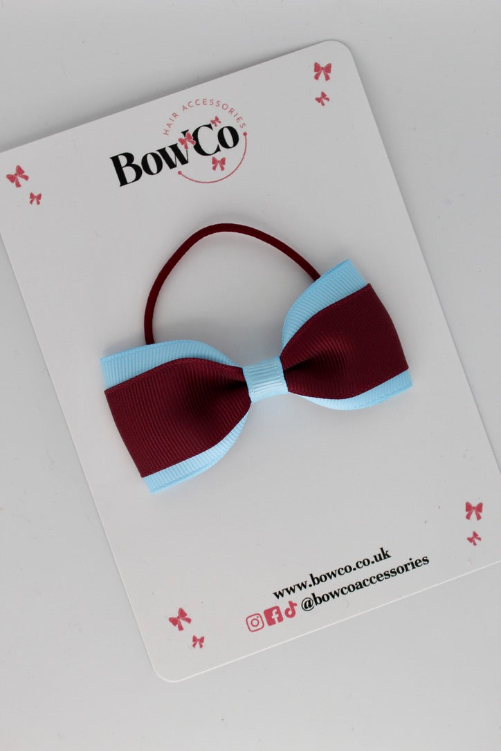 Tuxedo Bow - Elastic - Burgundy and Blue Topaz