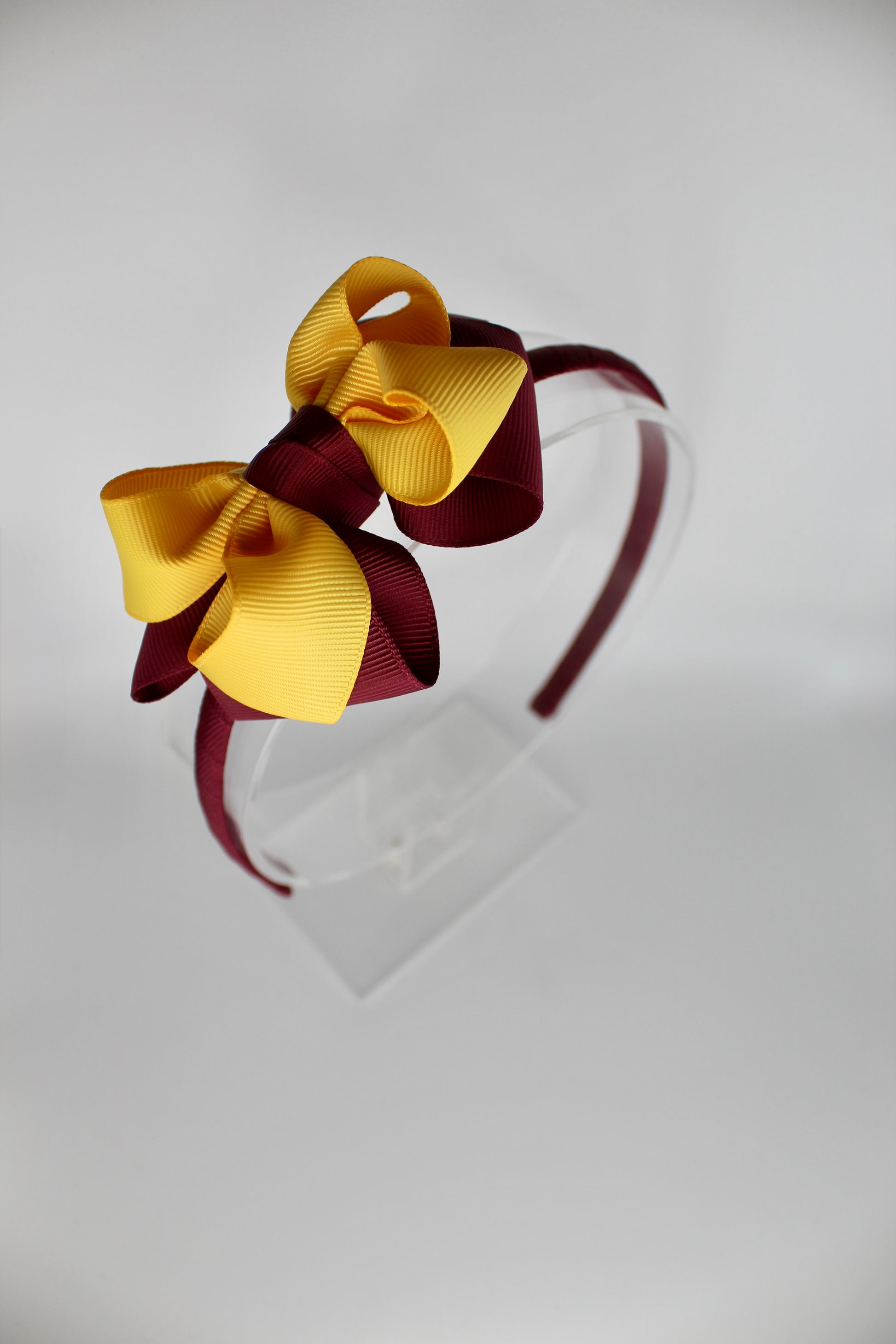 Double Loop Hair Band - Burgundy and Yellow Gold