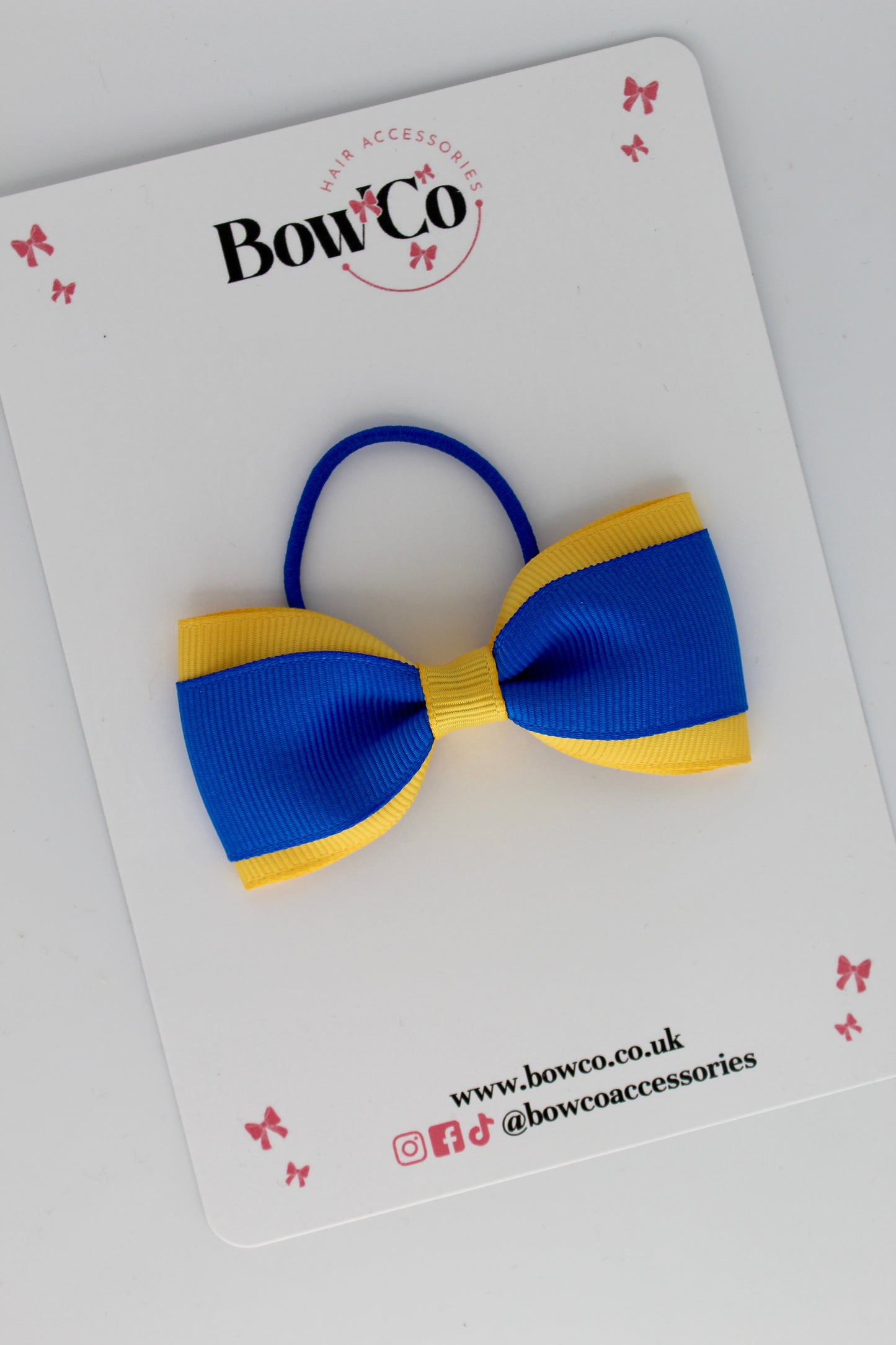 Royal Blue and Yellow Gold - Tuxedo Bow - Elastic