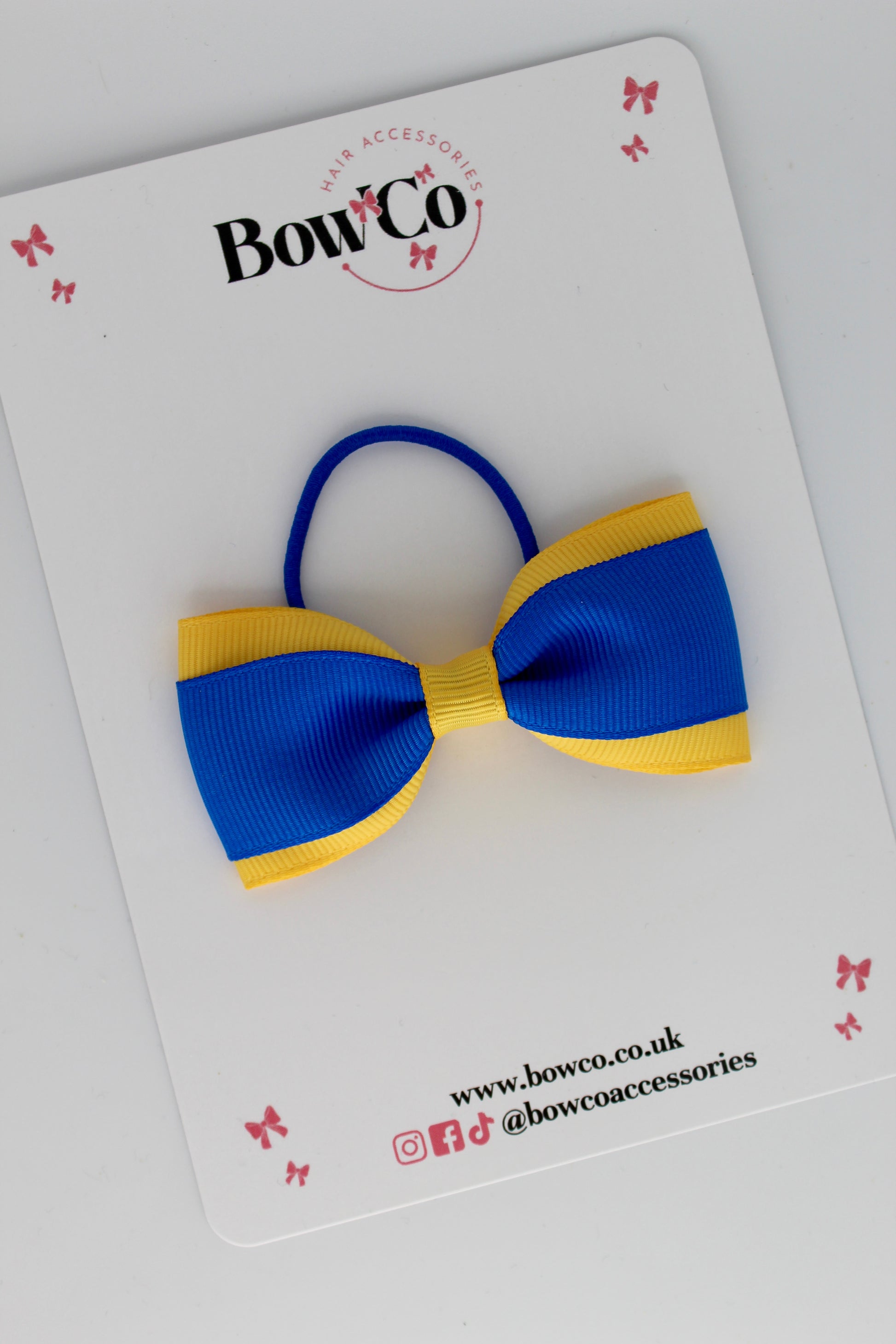 Royal Blue and Yellow Gold - Tuxedo Bow - Elastic