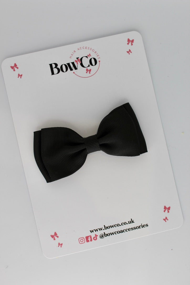 Black - Double Lapel Bow - Clip