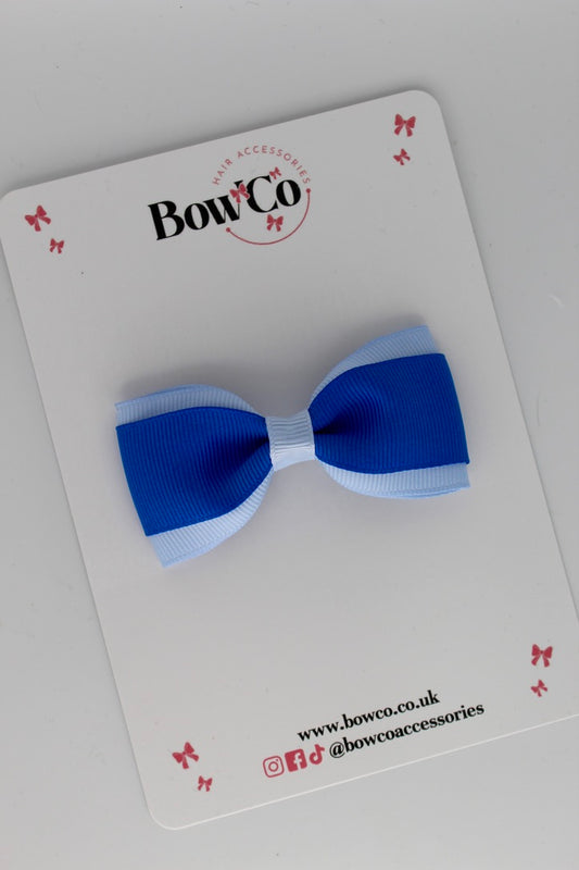 Royal Blue and Bluebell - Tuxedo Bow - Clip