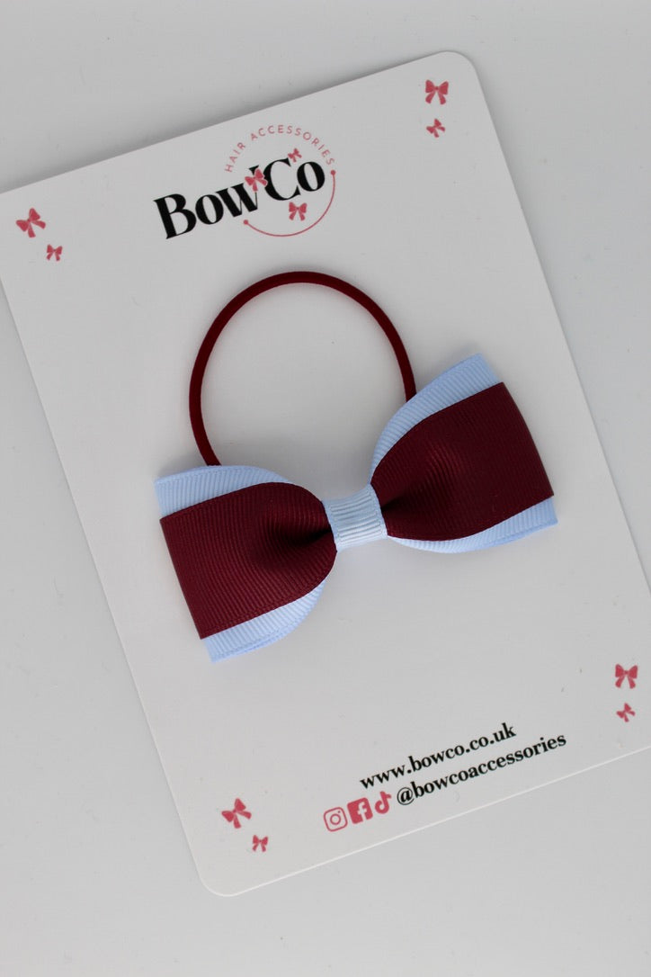 Tuxedo Bow - Elastic - Burgundy and Bluebell