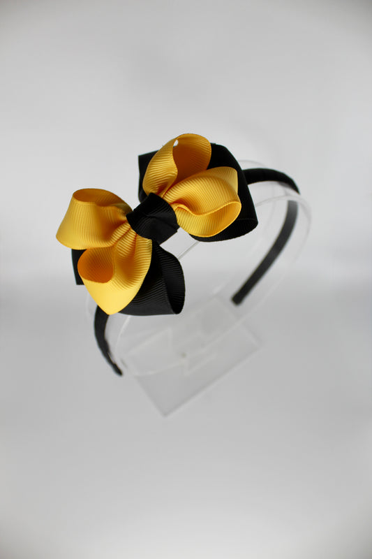 Double Loop Hair Band - Black and Yellow Gold