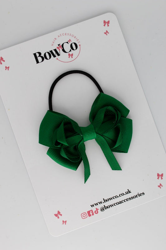 2.5 Inch Double Bow - Elastic - Forest Green