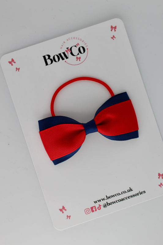 Red and Navy Blue - Tuxedo Bow - Elastic