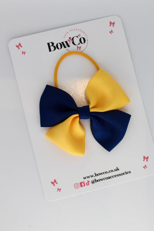 Navy and Yellow Gold - Twist Bow - Elastic