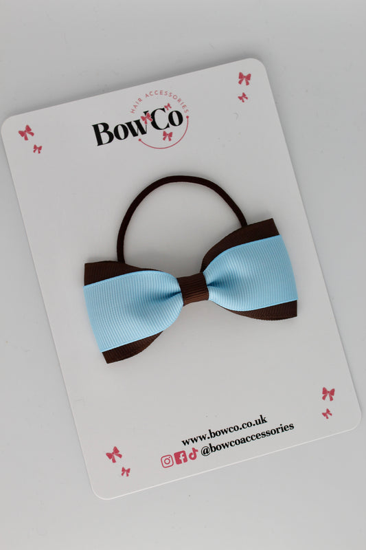 Tuxedo Bow - Elastic - Blue Topaz and Brown