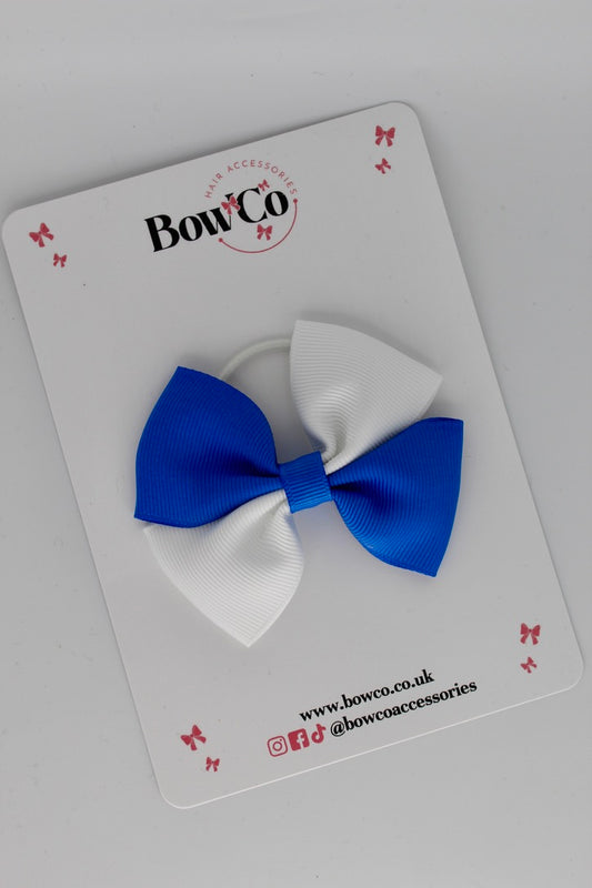 Royal Blue and White - Twist Bow - Elastic