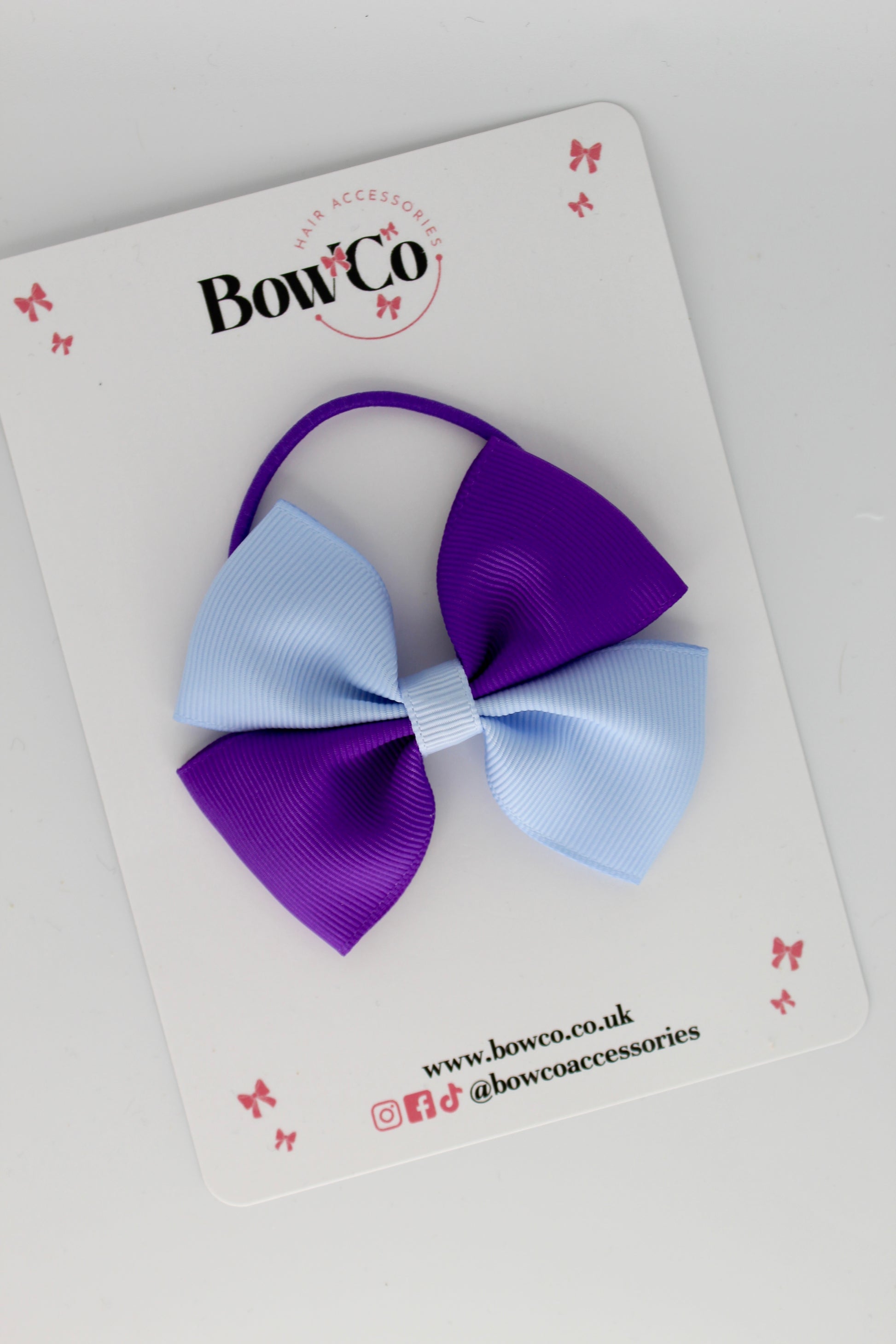 3 Inch Twist Bow - Elastic - Purple and Bluebell