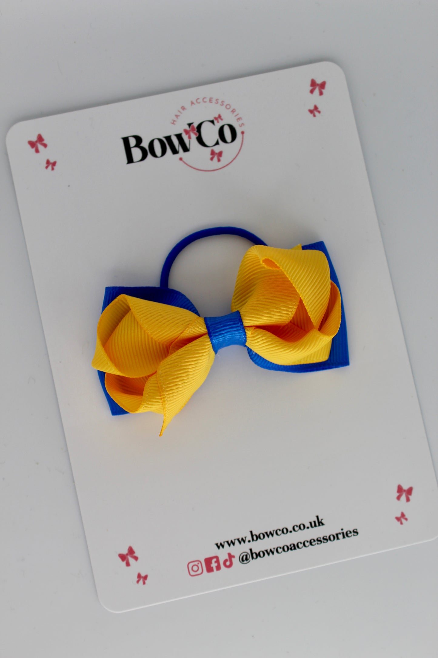 Royal Blue and Yellow Gold - Ruffle Bow - Elastic