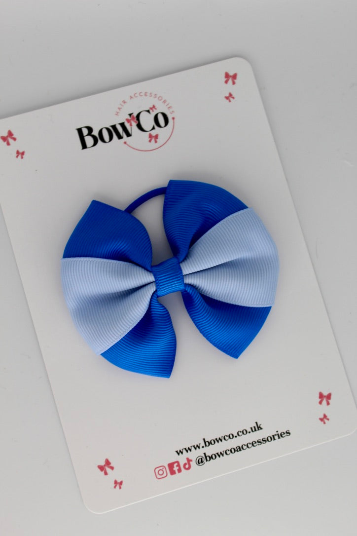 Royal Blue and Bluebell - Round Tuxedo Bow - Elastic