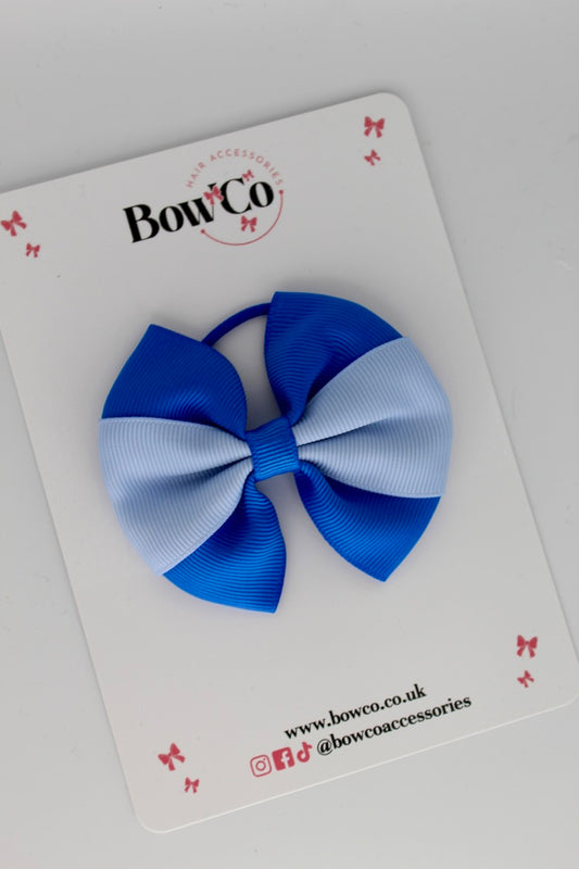 Royal Blue and Bluebell - Round Tuxedo Bow - Elastic