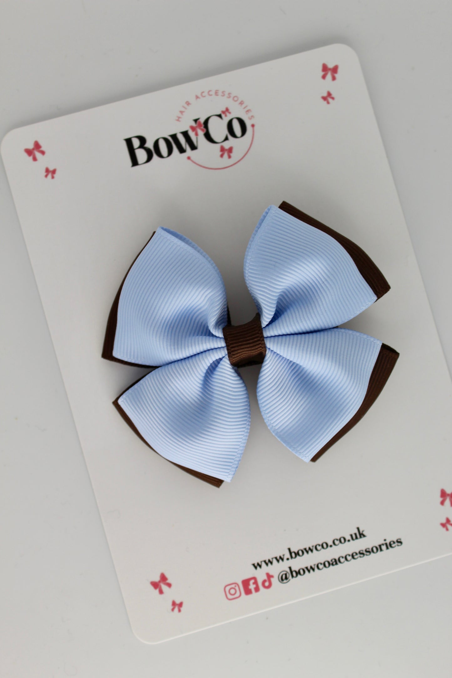 Bluebell and Brown - Double Layer Bow - Clip