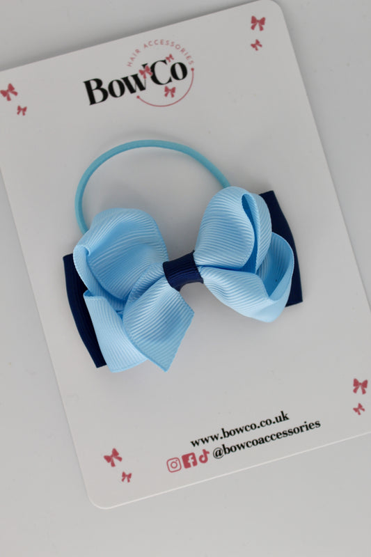 Navy and Blue Topaz - Ruffle Bow - Elastic