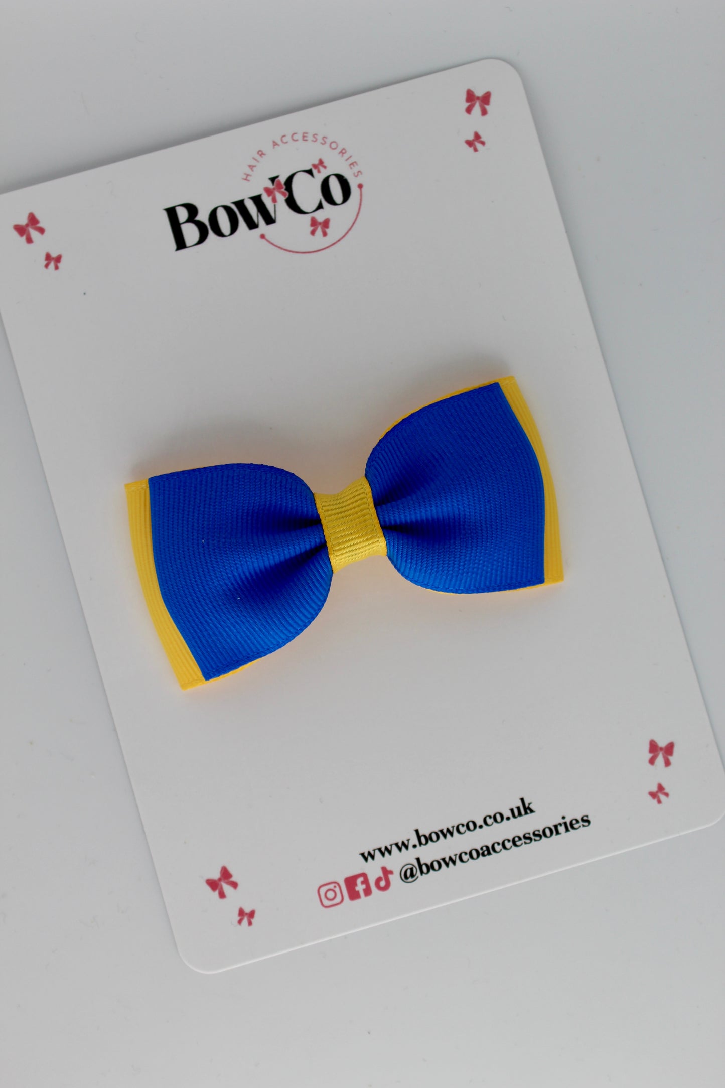 Royal Blue and Yellow Gold - Double Lapel Bow - Clip