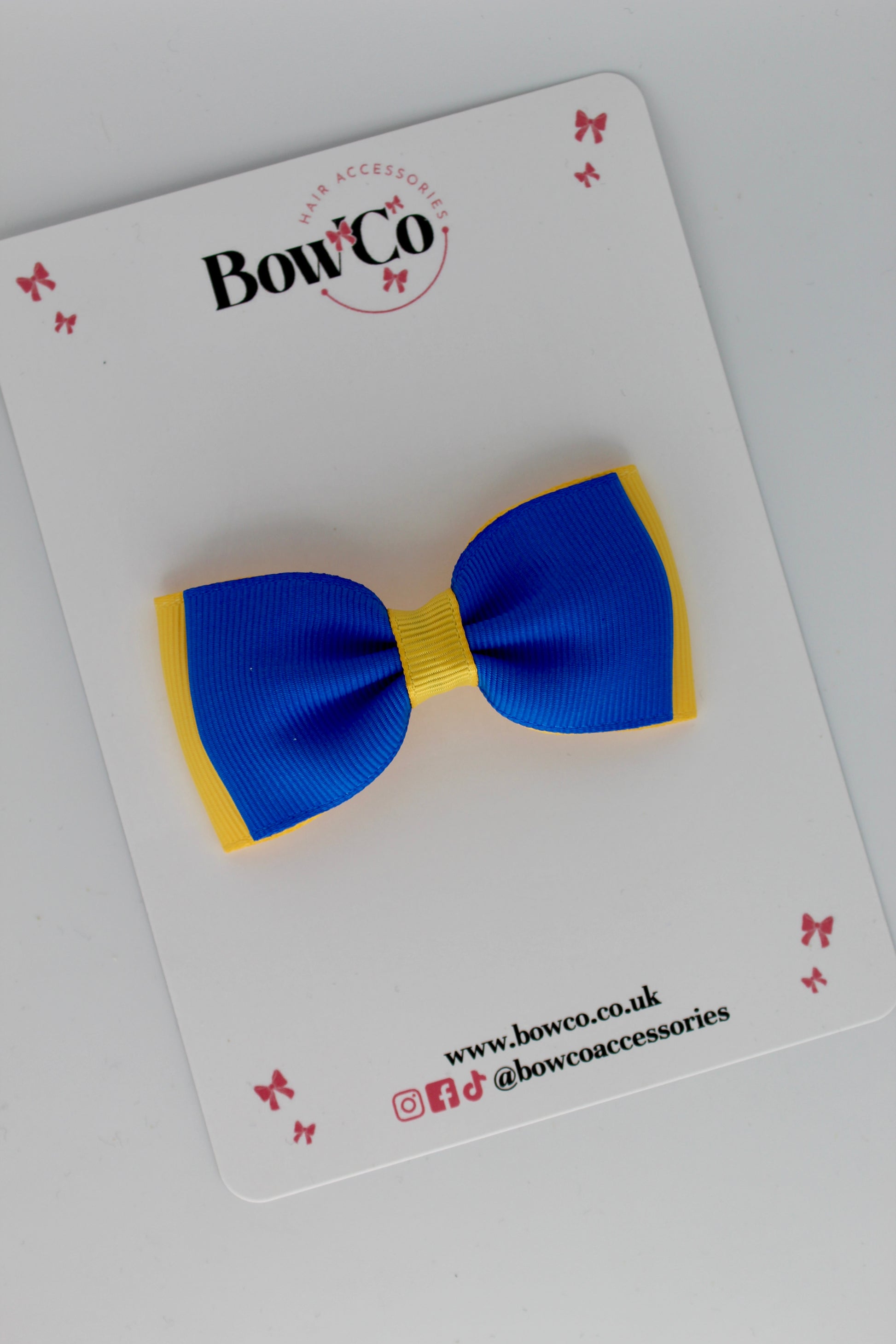 Royal Blue and Yellow Gold - Double Lapel Bow - Clip